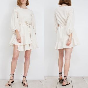 Apiece Apart | Sabine Mini Ivory Linen Wrap Tie Cotton Dress